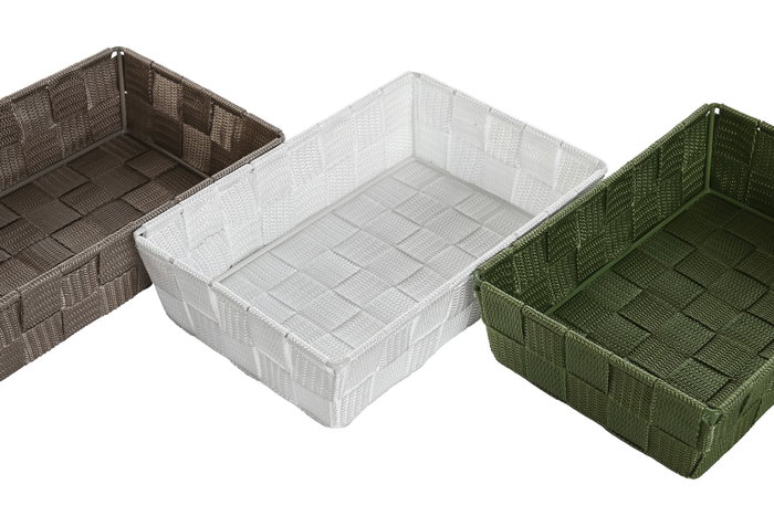 DKD Home Decor Surtido de Cestas de Almacenaje Brillantes 23x15x6 cm