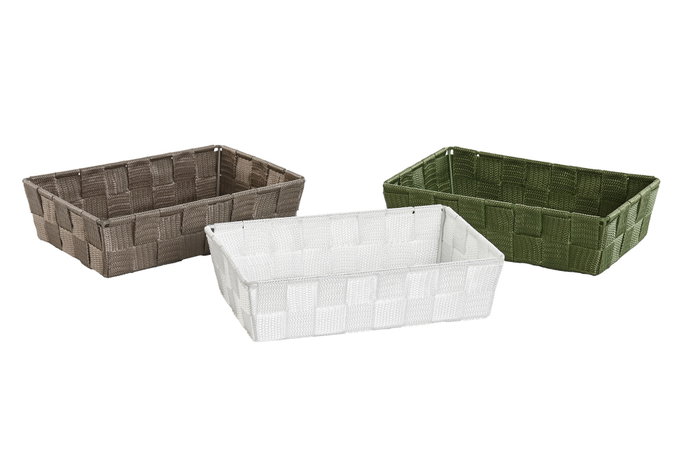 DKD Home Decor Surtido de Cestas de Almacenaje Brillantes 23x15x6 cm