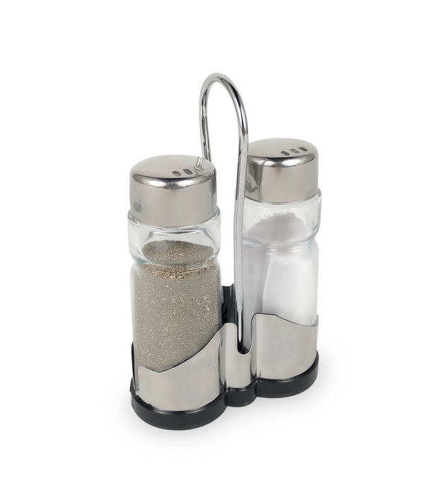 Inde Set 2 Saleros con Soporte de Metal para Bar, 3.3x9 cm (24 Unidades)