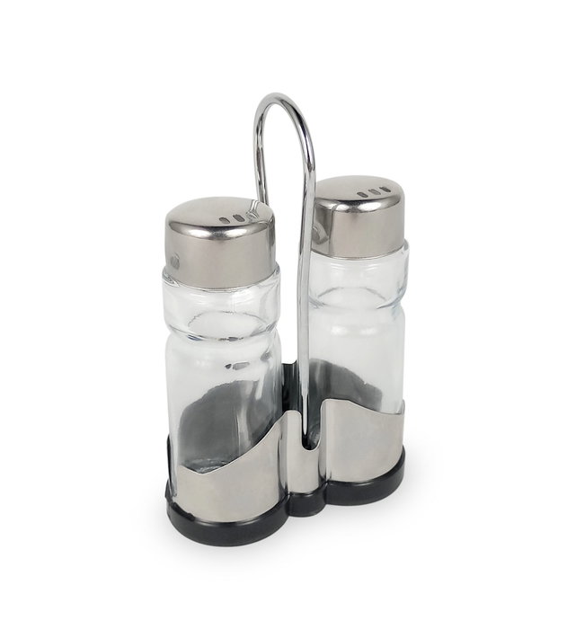 Inde Set 2 Saleros con Soporte de Metal para Bar, 3.3x9 cm (24 Unidades)