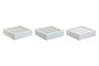 DKD Home Decor Caja de Infusiones MDF y Cristal Surtido de 3 Unidades