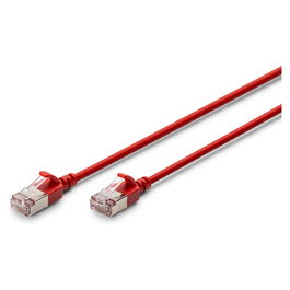 Digitus Patchkabel CAT 6A F/FTP Slim 0,30m - Cable de Red Gigabit, Blindado (STP), Rot