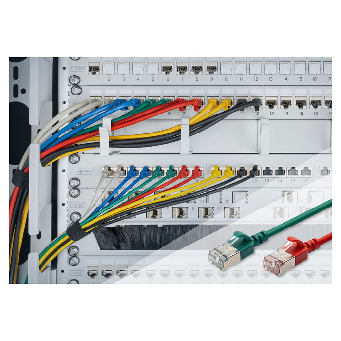 Digitus Patchkabel CAT 6A F/FTP Slim 0,30m - Cable de Red Gigabit, Blindado (STP), Rot