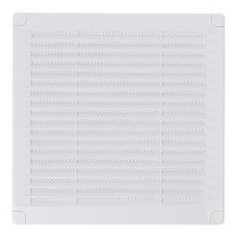 Edm Rejilla ventilación cuadrada con tapones y mosquitera 200x200x7mm ABS blanca