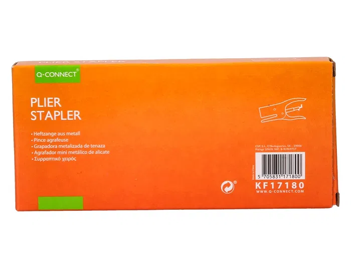 Q-connect Grapadora de Tenaza Capacidad 15 Hojas Grapas 21/4 Metalizada