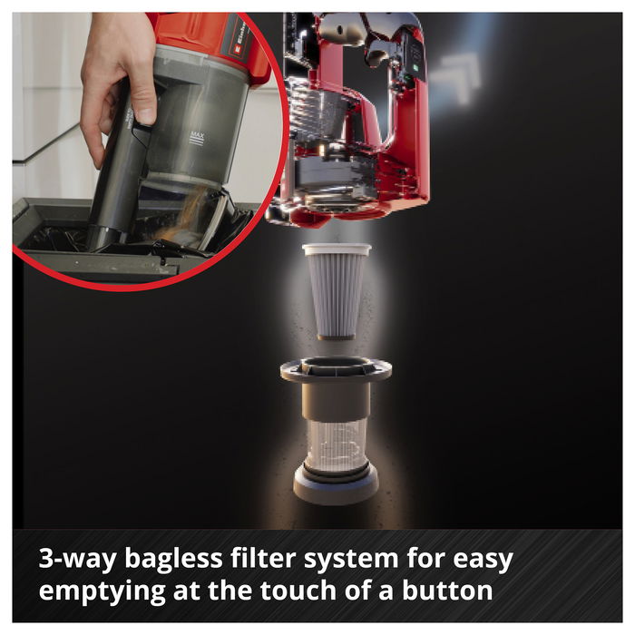 Einhell TE-SV 18 Li-Solo Aspiradora escoba 2 en 1 sin bolsa con batería, cepillo LED, para suelos duros y escalones Einhell TE-SV 18 Li-Solo Aspiradora escoba 2 en 1 sin bolsa con batería, cepillo LED, para suelos duros y escalones