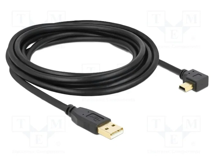 DeLOCK Cable USB 2.0 de 3 m, Tipo-A a Mini-B angular, Negro DeLOCK Cable USB 2.0 de 3 m, Tipo-A a Mini-B angular, Negro