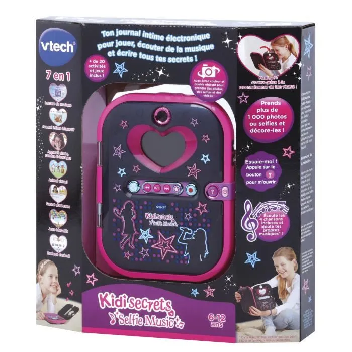 Vtech Kidisecrets Selfie Music Black Diario Musical Electrónico Idioma Francés para Niña de 6 a 12 Años