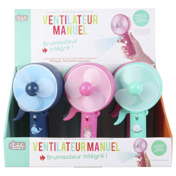 Jeux 2 momes Ventilador de Mano con Pulverizador Portátil Infantil Sin Pilas