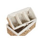 DKD Home Decor Set de 6 Cestas de Jacinto de Agua y Poliéster 55x45x30 cm Natural