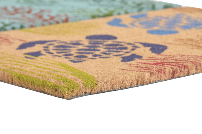 DKD Home Decor Felpudo Mediterraneo Fibra Coco Goma Natural Turquesa Multicolor 40 x 60 x 1.5 cm (6 Unidades)
