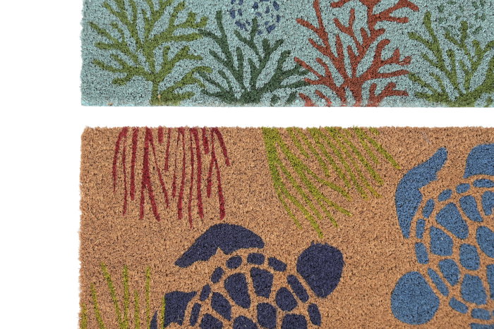 DKD Home Decor Felpudo Mediterraneo Fibra Coco Goma Natural Turquesa Multicolor 40 x 60 x 1.5 cm (6 Unidades)