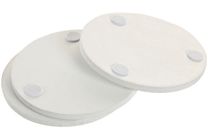 DKD Home Decor Posavasos Olivo 25 Blanco Verde Mdf Set de 4 10 x 10 x 0.5 cm Shabby Mediterraneo