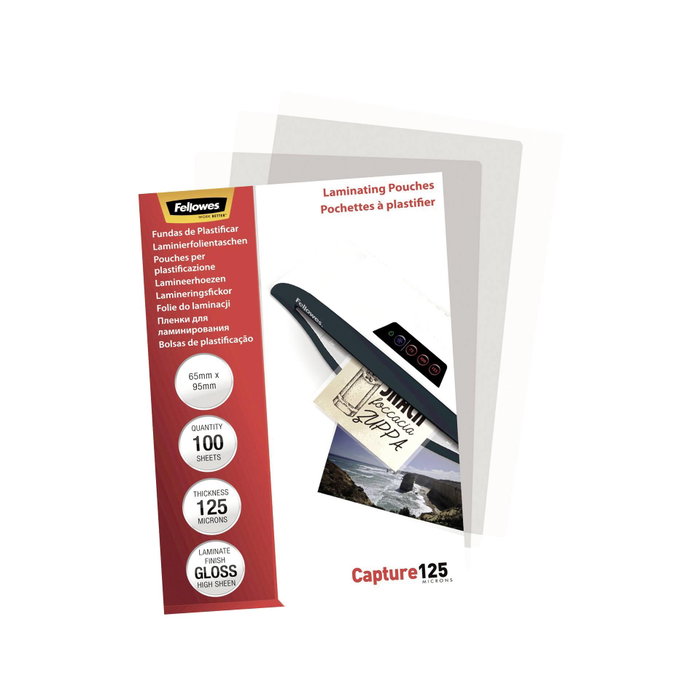 Fellowes Fundas de plastificar brillo 125 micras 65x95mm Fellowes Fundas de plastificar brillo 125 micras 65x95mm