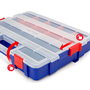 Workpro Organizador de Compartimentos Apilable con Tapa 18 Divisiones Transparente 382x300x68 mm Azul y Rojo