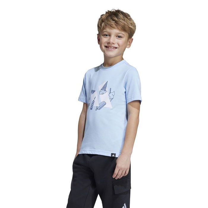 Camiseta de Manga Corta Infantil Adidas Lk Ice Azul Azul cielo