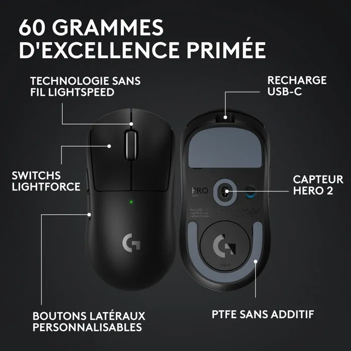Logitech G PRO X SUPERLIGHT 2 Ratón Inalámbrico Negro
