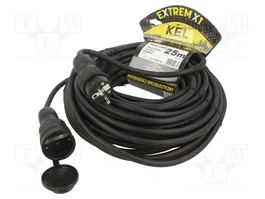 KEL Prolongador de alimentación H05RR-F 3G2,5mm2 25m negro