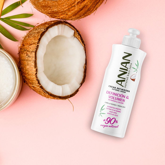 Anian Crema Definidora de Rizos Definición & Volumen 250 ml - Facilita Modelado, Acabado Natural y Brillante, Para Cabello Rizado y Ondulado