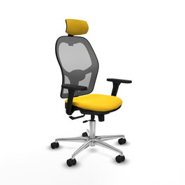 PIQUERAS Y CRESPO Silla de oficina Jorquera con mecanismo Sincro/Traslack, Amarillo y Gris