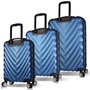 Zoozie Bags 6654 Juego de Maletas de 3 Piezas ABS Azul Oscuro con 4 Ruedas Dobles Multidireccionales 360° y Cierre con Cremallera Codificado