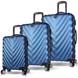 Zoozie Bags 6654 Juego de Maletas de 3 Piezas ABS Azul Oscuro con 4 Ruedas Dobles Multidireccionales 360° y Cierre con Cremallera Codificado