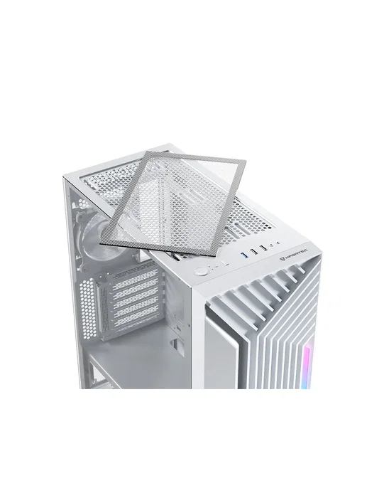 Nfortec Caja Gaming Cristal Templado Nervia White. Usb 3.0 A-Rgb. Blanco