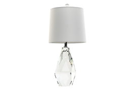 DKD Home Decor Lámpara de Sobremesa Cristal y Lino 23x23x50 cm