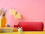 Liderpapel Estuche portatodo Classic rectangular con asa, 2 cremalleras, rojo