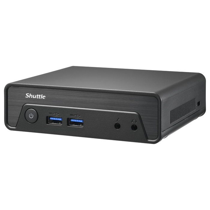 Shuttle NE10N N100 Barebone Mini PC, Intel N100 4 Núcleos, 16GB DDR4, HDMI 2.0, DisplayPort 1.4, USB 3.2, Windows 11, 0.6L, Negro
