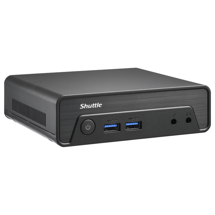 Shuttle NE10N N100 Barebone Mini PC, Intel N100 4 Núcleos, 16GB DDR4, HDMI 2.0, DisplayPort 1.4, USB 3.2, Windows 11, 0.6L, Negro