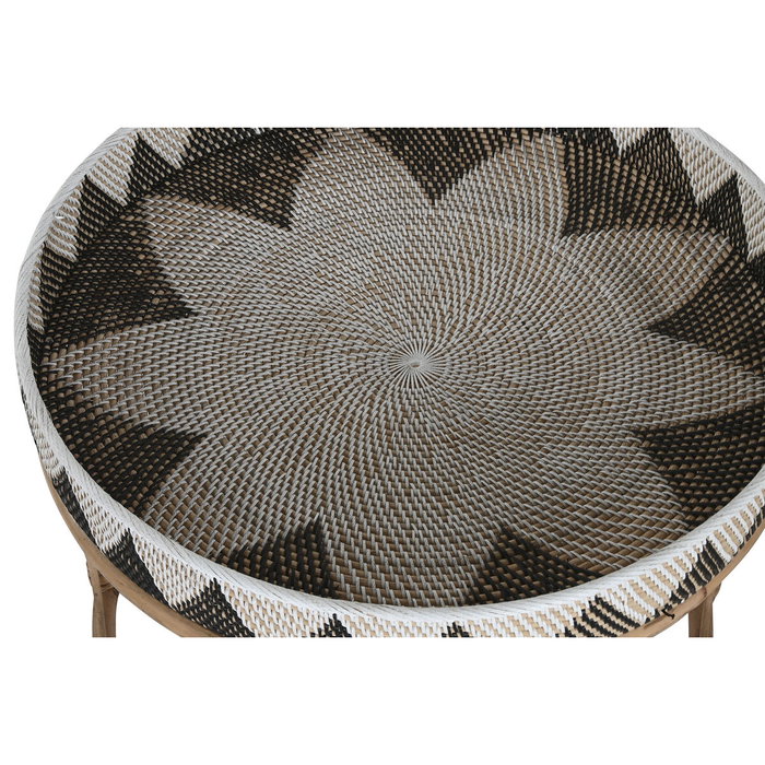DKD Home Decor Set de 2 Mesas de Centro de Ratán Hechas a Mano