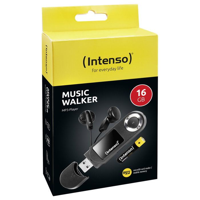 Intenso Reproductor de MP3 3601470 Music Walker - 16 GB, Pantalla LCD, Negro, Auriculares Incluidos