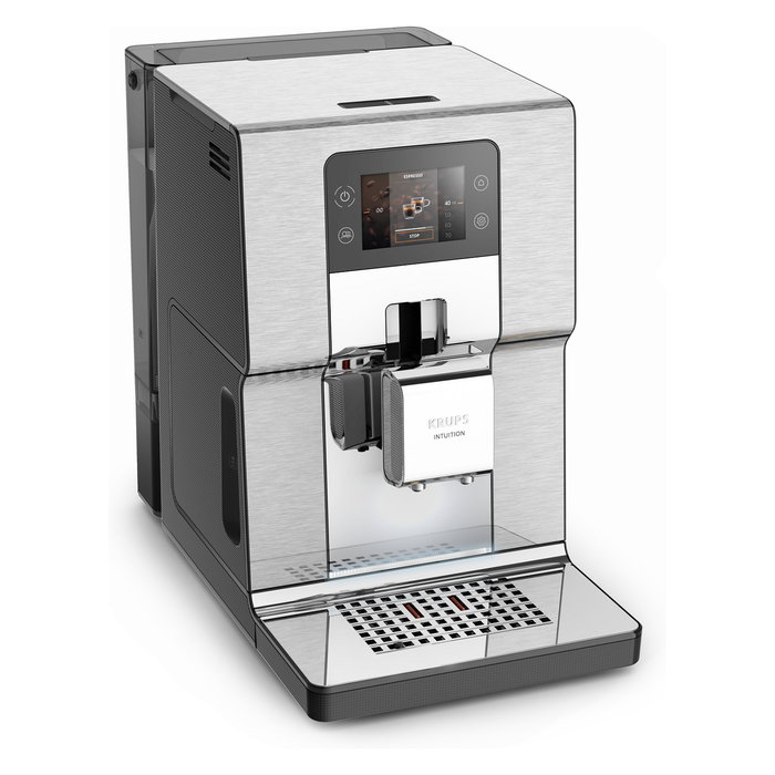 Krups EA877D10 Intuition Experience+ Máquina Espresso Automática, 3L, Molinillo de Granos Integrado, 1550W, Negro y Acero Pulido