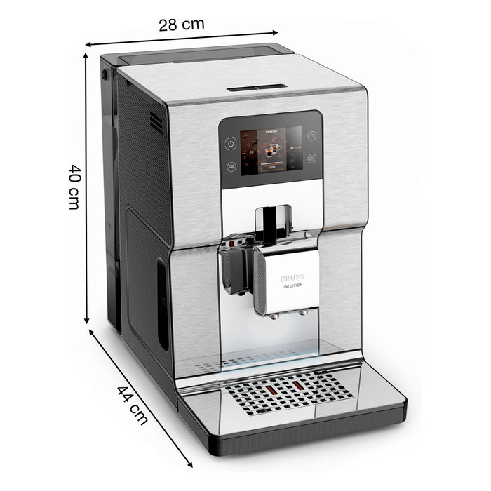 Krups EA877D10 Intuition Experience+ Máquina Espresso Automática, 3L, Molinillo de Granos Integrado, 1550W, Negro y Acero Pulido