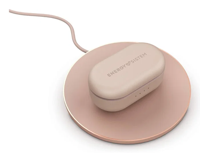 Energy Sistem Auriculares True Wireless TWS Style 4 Ultra con Carga Inalámbrica Qi, Estuche y Base, Autonomía 25h, Control Táctil, Rosa Oro - 453481