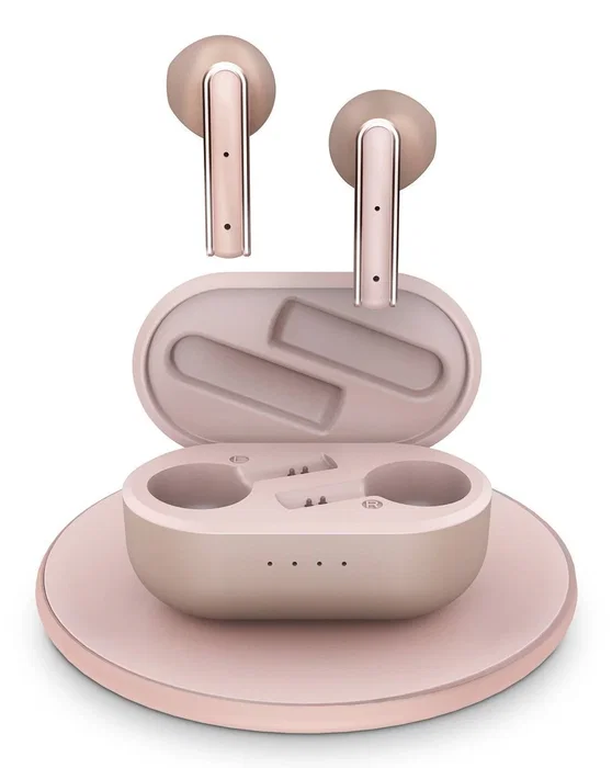 Energy Sistem Auriculares True Wireless TWS Style 4 Ultra con Carga Inalámbrica Qi, Estuche y Base, Autonomía 25h, Control Táctil, Rosa Oro - 453481