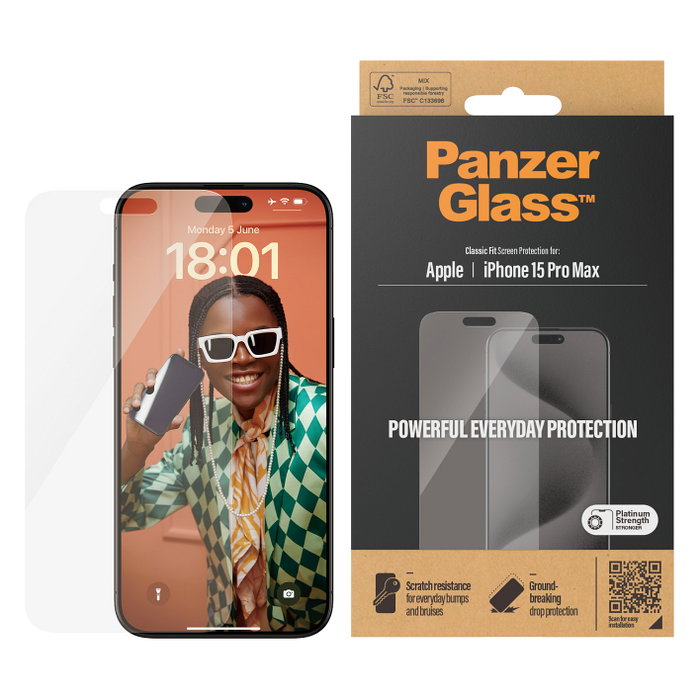 PanzerGlass Protector de Pantalla iPhone 15 Pro Max Classic Fit PanzerGlass Protector de Pantalla iPhone 15 Pro Max Classic Fit