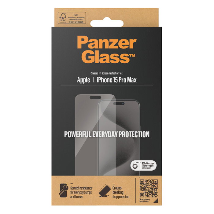 PanzerGlass Protector de Pantalla iPhone 15 Pro Max Classic Fit PanzerGlass Protector de Pantalla iPhone 15 Pro Max Classic Fit