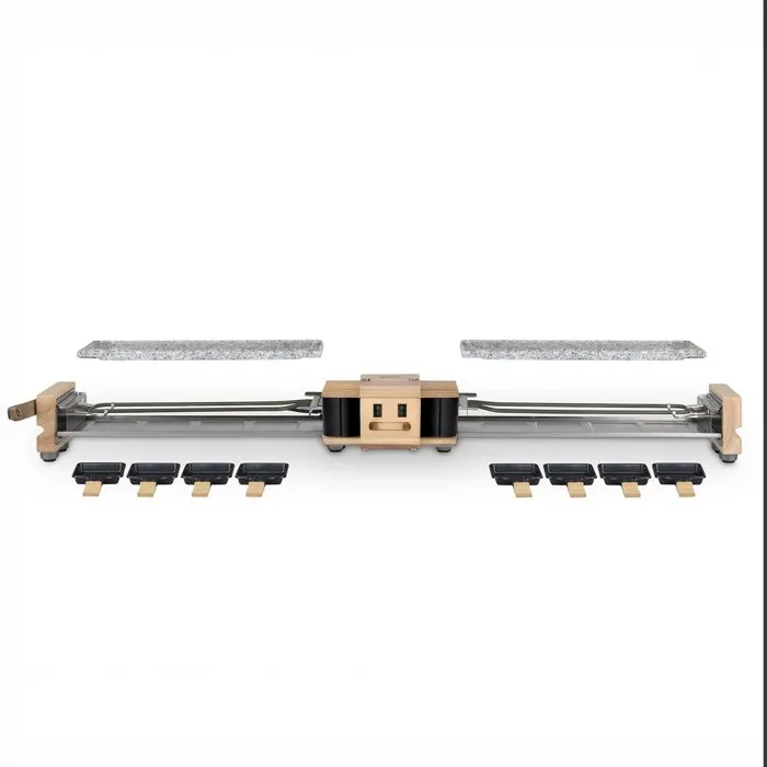 H.koenig Raclette Grill WOD362 - 1400 W, para hasta 8 personas, base giratoria, diseño de madera