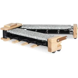 H.koenig Raclette Grill WOD362 - 1400 W, para hasta 8 personas, base giratoria, diseño de madera
