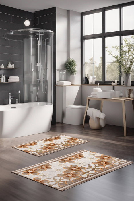 Mijölnir CT-5349 Juego de Alfombrillas de Baño 2 Piezas, Poliéster, 40x60cm y 60x100cm, Antideslizante, Antibacteriano, Lavable a Máquina