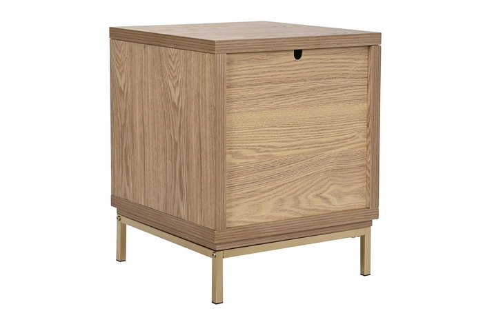 DKD Home Decor Mesita de Noche Oriental Natural Dorado 40 x 50 x 40 cm con 2 Cajones