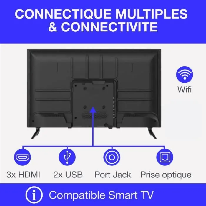 Continental Edison Televisor HD 32" (81 cm) Smart Vidaa Wifi Bluetooth CELED32SVHD25B6