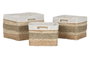 DKD Home Decor Set de 3 Cestas de Seagrass y Tela Natural 40x33x28 cm