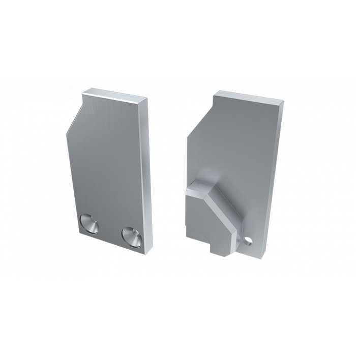 Tapón Final Perfíl Tipo I6 (Cristal 6mm) - Aluminio-Plata- Izquierda - Con Agujero