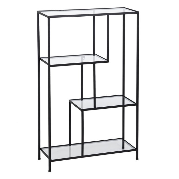 Ixia Estantería Negro Metal-Cristal 65 x 25 x 110 cm