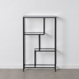 Ixia Estantería Negro Metal-Cristal 65 x 25 x 110 cm