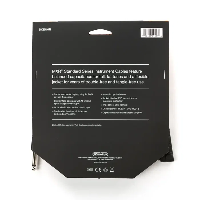 MXR Cable de instrumento Standard de 3,048 m (10 ft), acodado / recto MXR Cable de instrumento Standard de 3,048 m (10 ft), acodado / recto