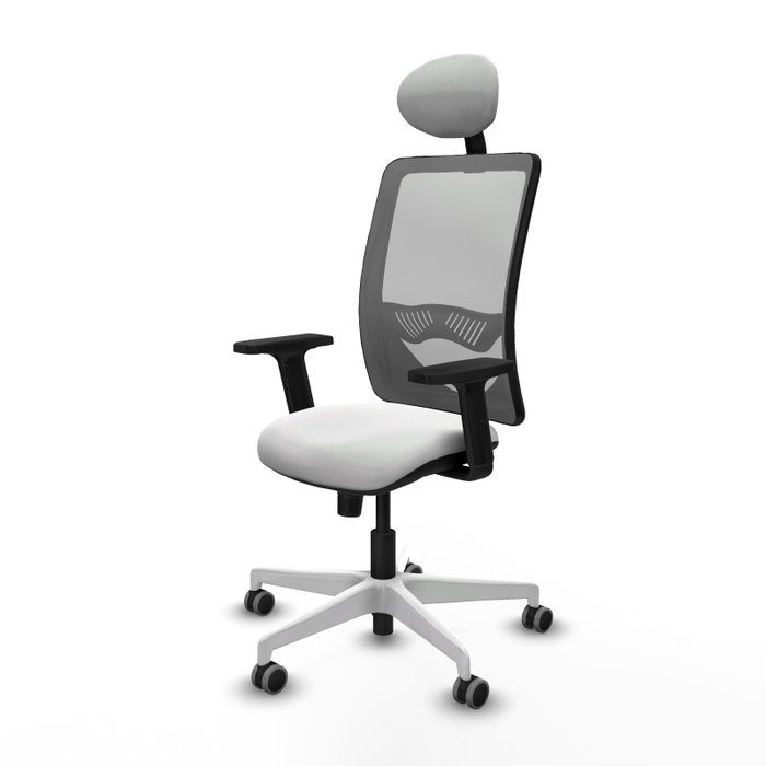 PIQUERAS Y CRESPO Silla de oficina Zulema con mecanismo Sincro, Tela Blanca y Malla Gris PIQUERAS Y CRESPO Silla de oficina Zulema con mecanismo Sincro, Tela Blanca y Malla Gris